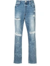 RED CARD RED CARD RIPPED SLIM-FIT JEANS - BLUE,HV00312527961