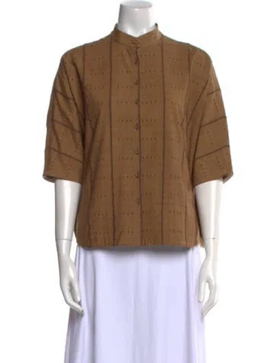 Pre-owned 11.11 / Eleven Eleven Three-quarter Sleeve Button-up Top W/ Tags In Brown