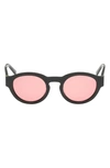 Abercrombie & Fitch 49mm Round Sunglasses In Black