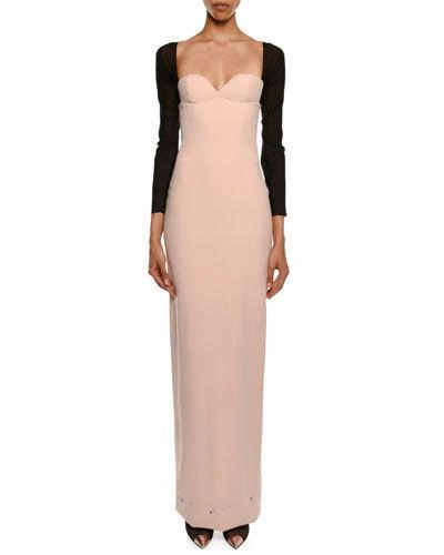 Tom Ford Sweetheart Attached Sleeves Column Evening Gown