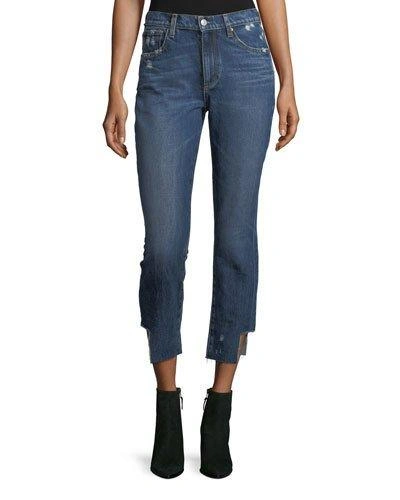 Acynetic Gemma Mid-rise Distressed Straight-leg Crop Jeans