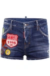 DSQUARED2 DENIM SHORTS WITH PATCHES,9873920