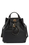 VALENTINO GARAVANI LEATHER BACKPACK - BLACK,PW2B0B32LRP