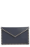 Valentino Large Rockstud Leather Pouch - Black In Black