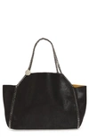 Stella Mccartney Small Oleo Deer Reversible Faux Leather Tote - Black