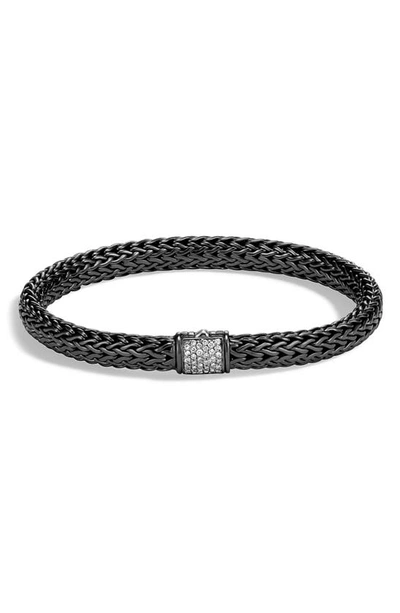 John Hardy Women's Classic Chain Black Rhodium-plated Sterling Silver & White Diamond Small Bracelet