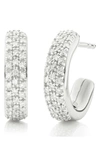 Monica Vinader Fiji Mini Hoop Silver And Diamond Earrings In Silver