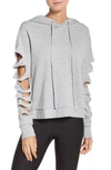 Alo Yoga Slay Slashed Long Sleeve Hoodie In Dove Grey Heather