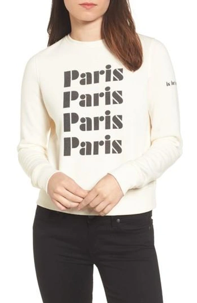 Rebecca Minkoff Paris Crewneck Sweatshirt In Off White/ Black