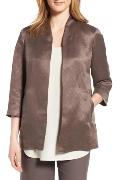 Eileen Fisher Organic-linen/silk Satin Jacket, Plus Size In Beige