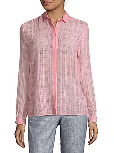 Msgm Grid-print Button-down Shirt In Rosa