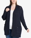 TOMMY HILFIGER PLUS SIZE OPEN-FRONT CABLE-KNIT CARDIGAN, CREATED FOR MACY'S