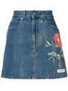 GUCCI FLORAL EMBROIDERY DENIM SKIRT,467267 XR827