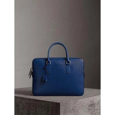 Burberry London Leather Briefcase In Deep Blue