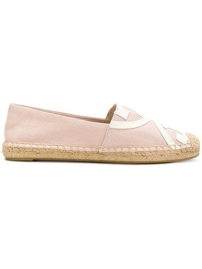 Tory Burch Poppy Leather-trimmed Espadrille In Shell Pink-new Ivory