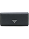 Prada Saffiano Leather Continental Wallet In Black