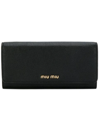 Miu Miu Long Continental Wallet In Black