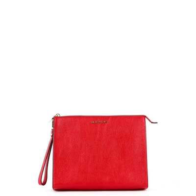 Michael Michael Kors Pochette Mercer Grande In Pelle Martellata Nera In Red  | ModeSens