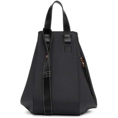 Loewe Hammock Leather Shoulder Bag In Black