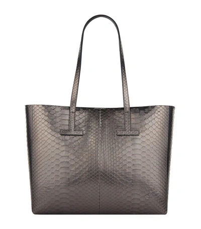 Tom Ford Python Tote Bag In Silver