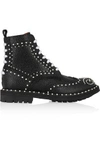 GIVENCHY GIVENCHY WOMAN ANKLE BOOTS IN FAUX PEARL-EMBELLISHED BLACK TEXTURED-LEATHER BLACK,3074457345618038701