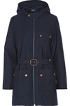 APC WOMAN BELTED COTTON AND WOOL-BLEND HOODED COAT MIDNIGHT BLUE,US 4772211931755794