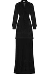 GIVENCHY WOMAN SILK-CHIFFON GOWN WITH LACE TRIMS BLACK,AU 4772211931111240
