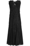 DOLCE & GABBANA Lace-appliquéd pleated crepe midi dress,US 4772211930058308
