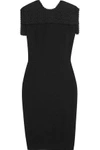 ANTONIO BERARDI WOMAN BRODERIE ANGLAISE-TRIMMED CREPE DRESS BLACK,AU 2526016084591781