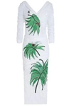 DOLCE & GABBANA Embellished ruched tulle midi dress,US 4772211930046398