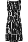 MILLY MILLY WOMAN PRINTED CREPE MINI DRESS BLACK,3074457345618025549