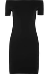 HELMUT LANG WOMAN OFF-THE-SHOULDER NEOPRENE MINI DRESS BLACK,US 4772211931294371