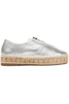 ALEXANDER WANG WOMAN METALLIC LEATHER ESPADRILLES SILVER,US 4772211930030053