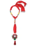 ROSANTICA WOMAN BEADED GOLD-TONE, TASSEL AND POMPOM NECKLACE RED,US 2526016084551208
