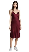 Nili Lotan V-neck Raw-hem Silk-satin Dress In Red