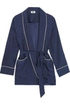 SLEEPY JONES SLEEPY JONES WOMAN PRINTED SILK ROBE NAVY,3074457345618172686