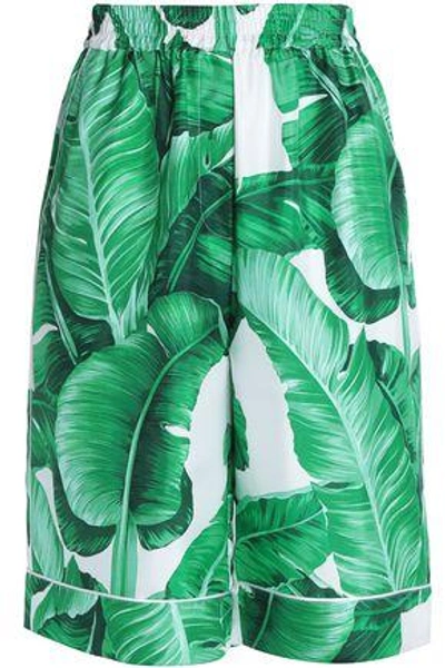 Dolce & Gabbana Printed Silk-faille Shorts In Green