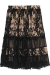 ZIMMERMANN ZIMMERMANN WOMAN KARMIC EMBROIDERED COTTON-BLEND TULLE SKIRT BLACK,3074457345618024234