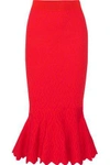 JONATHAN SIMKHAI JONATHAN SIMKHAI WOMAN TEXTURED STRETCH-KNIT MIDI SKIRT RED,3074457345616764420