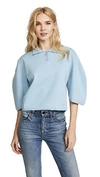 TIBI SCULPTED SLEEVE POLO SWEATER
