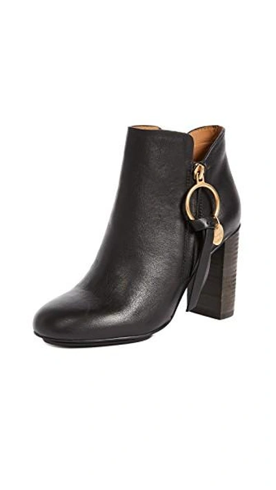 See By Chloé Louise Leather Booties In Black