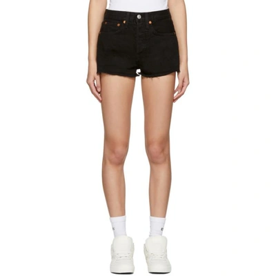 Re/done The Short Mid-rise Denim Shorts In Black