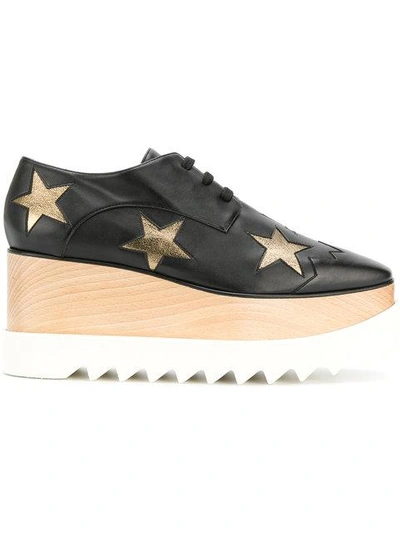 Stella Mccartney Elyse Lace-up Faux-leather Platform Shoes In Gold