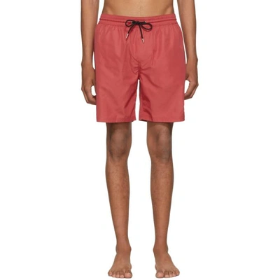 Burberry Icon Stripe Swim Shorts In Red