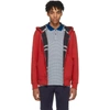 Burberry Check Detail Jersey Hooded Top In Military Red