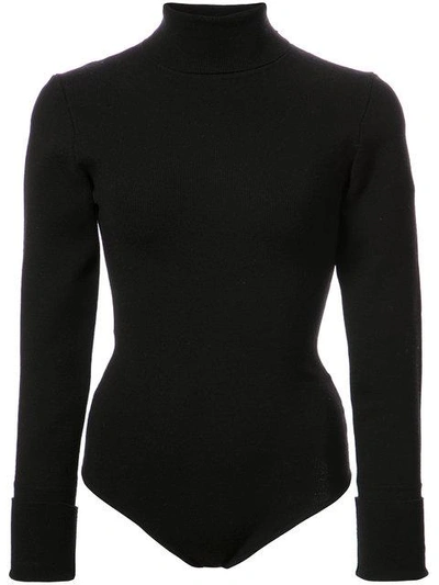 Khaite Cate Roll-neck Ribbed-knit Bodysuit In Black