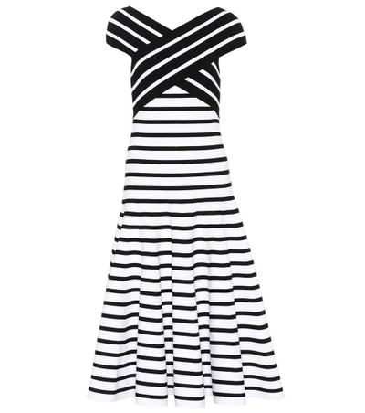 Carolina Herrera Knit Striped Off-the-shoulder Dress