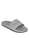 Balenciaga Signature Leather Slides In Grey