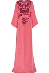 OSCAR DE LA RENTA WOMAN BELTED EMBELLISHED SILK CREPE DE CHINE GOWN PINK,US 110842751756552