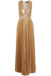 ALICE AND OLIVIA WOMAN PLEATED LAMÉ GOWN GOLD,US 1998551929406684